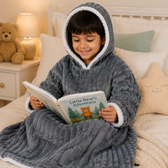 Grey Plush - Wearable Blankets for Kids | Unisex | Soft Plush Fur