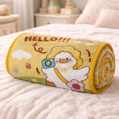 Lightweight Soft Plush Velvet Fleece 2 way Printed Blanket for 1 -7 Year Olds - Hello