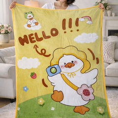 Lightweight Soft Plush Velvet Fleece 2 way Printed Blanket for 1 -7 Year Olds - Hello