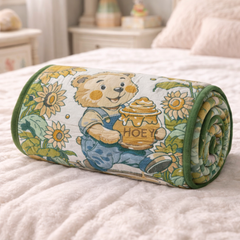Lightweight Soft Plush Velvet Fleece 2 way Printed Blanket for 1 -7 Year Olds - HoneyBear