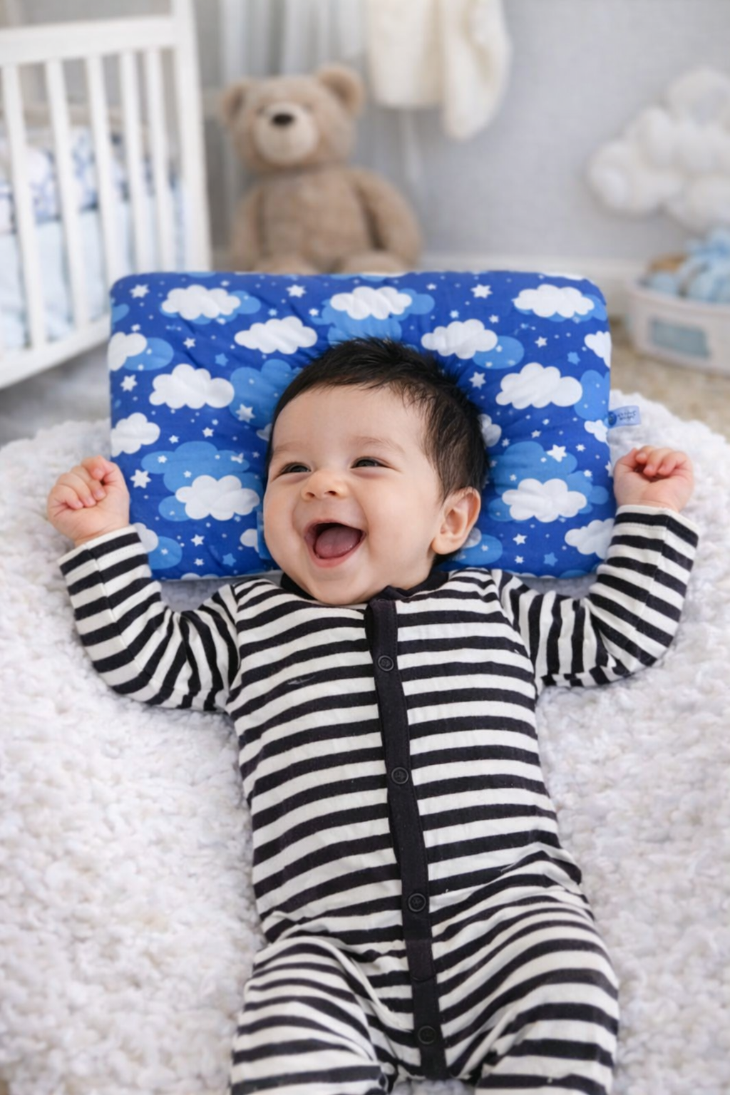 Blue Clouds New Born Pillow | Baby Pillow | Head Shaping Pillow