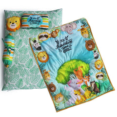 Kradyl Kroft 6 Pc Bedding Set for Infants | Baby Bedding Set | Baby Mattress with Quilt | Side Pillows | Head Pillow (JungleFun)