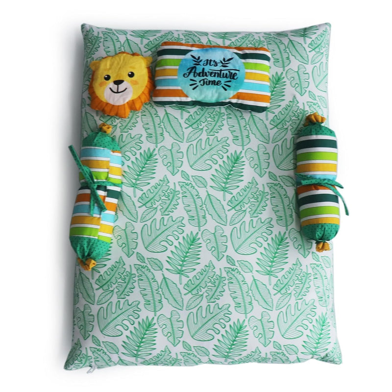 Kradyl Kroft 6 Pc Bedding Set for Infants | Baby Bedding Set | Baby Mattress with Quilt | Side Pillows | Head Pillow (JungleFun)
