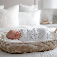 Muslin Swaddle for Infants 100 X 120 Cms - Blue Hearts