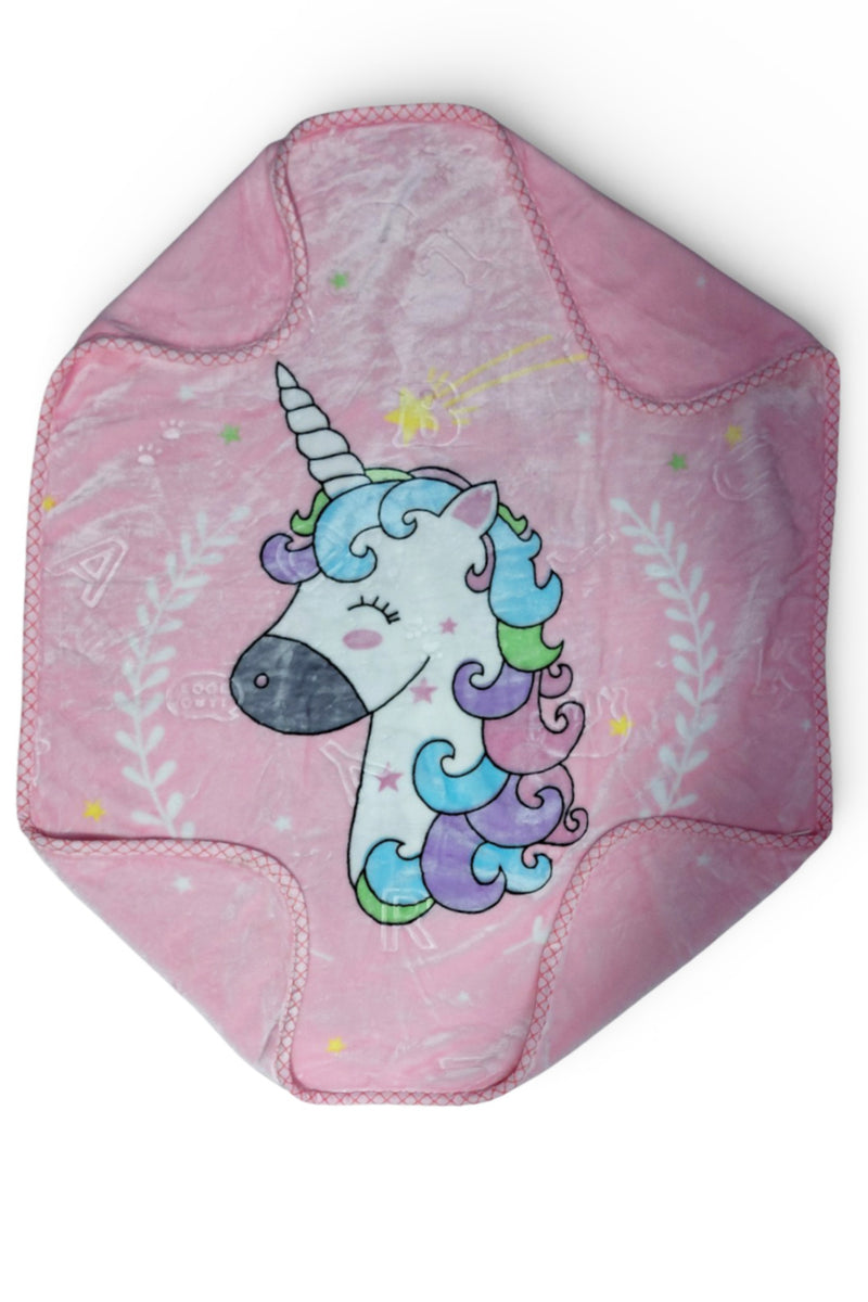 Kradyl Kroft Plush Double Layered Velvet with Two Side Printed Kids Blanket - Pink Unicorn