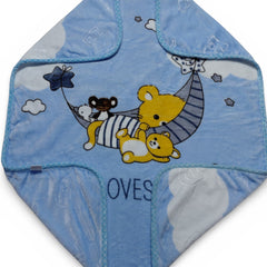Kradyl Kroft Plush Double Layered Velvet with Two Side Printed Kids Blanket - BlueLove