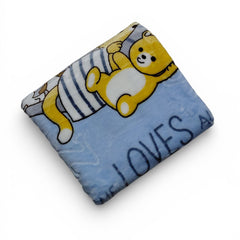 Kradyl Kroft Plush Double Layered Velvet with Two Side Printed Kids Blanket - BlueLove