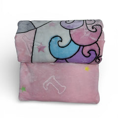 Kradyl Kroft Plush Double Layered Velvet with Two Side Printed Kids Blanket - Pink Unicorn