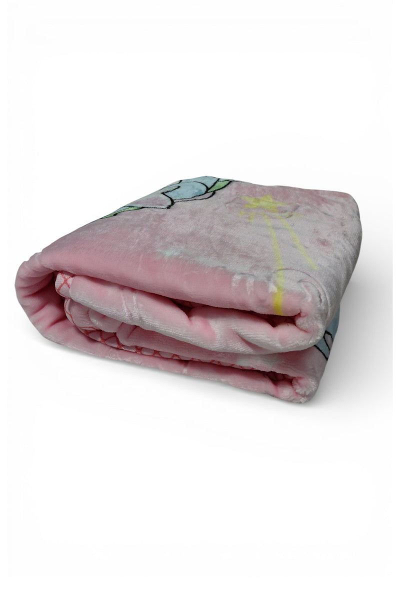 Kradyl Kroft Plush Double Layered Velvet with Two Side Printed Kids Blanket - Pink Unicorn