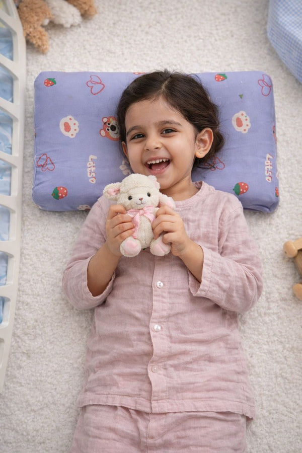 Kradyl Kroft Cervical Memory Foam Pillow for Kids 3 to 8 Yrs - Purple Lotso