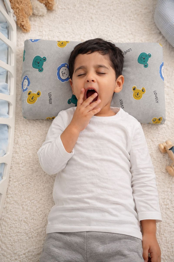 Kradyl Kroft Cervical Memory Foam Pillow for Kids 3 to 8 Yrs - Grey Bear