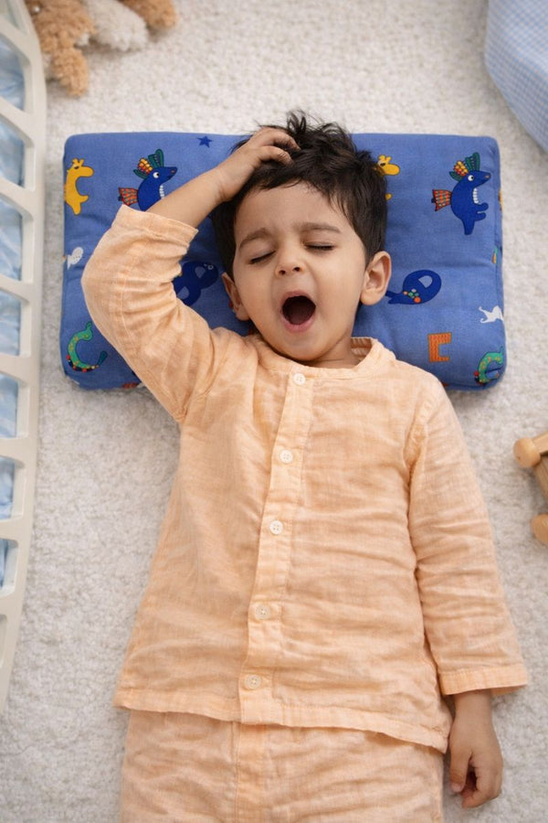 Kradyl Kroft Cervical Memory Foam Pillow for Kids 3 to 8 Yrs - Blue Dino