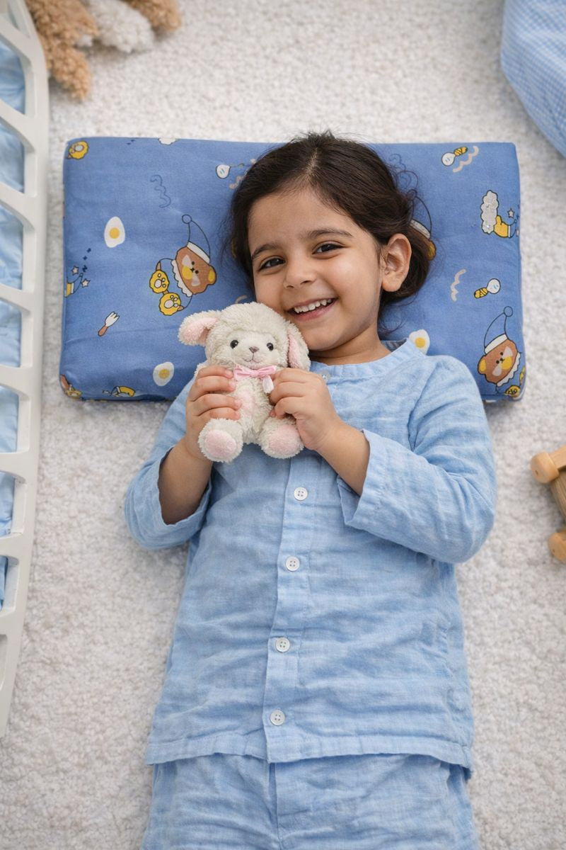 Kradyl Kroft Cervical Memory Foam Pillow for Kids 3 to 8 Yrs - Party Bear