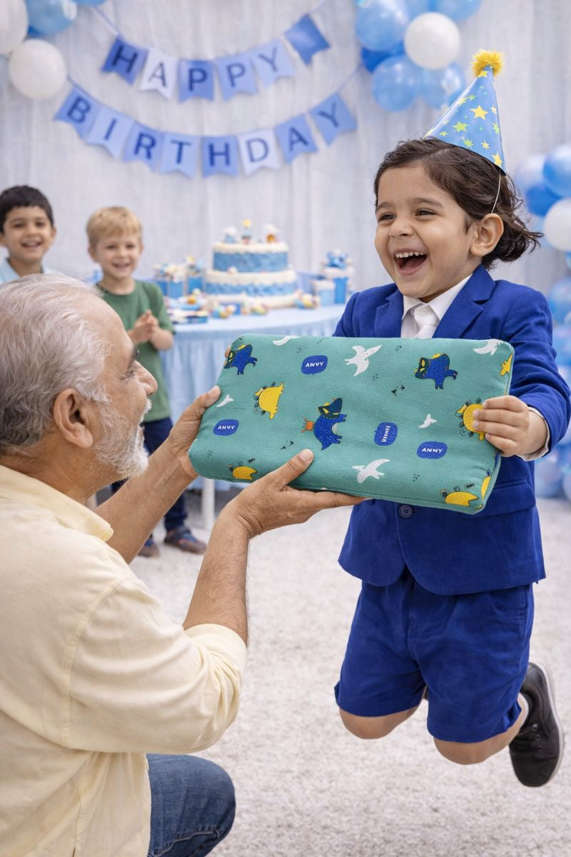 Kradyl Kroft Cervical Memory Foam Pillow for Kids 3 to 8 Yrs - Green Dino