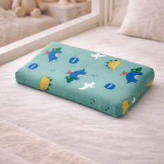 Kradyl Kroft Cervical Memory Foam Pillow for Kids 3 to 8 Yrs - Green Dino