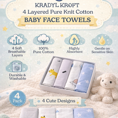 Pack of 4 Baby face Towels - Soft Knit Cotton
