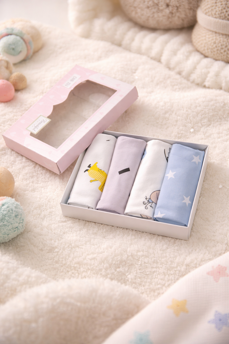 Pack of 4 Baby face Towels - Soft Knit Cotton