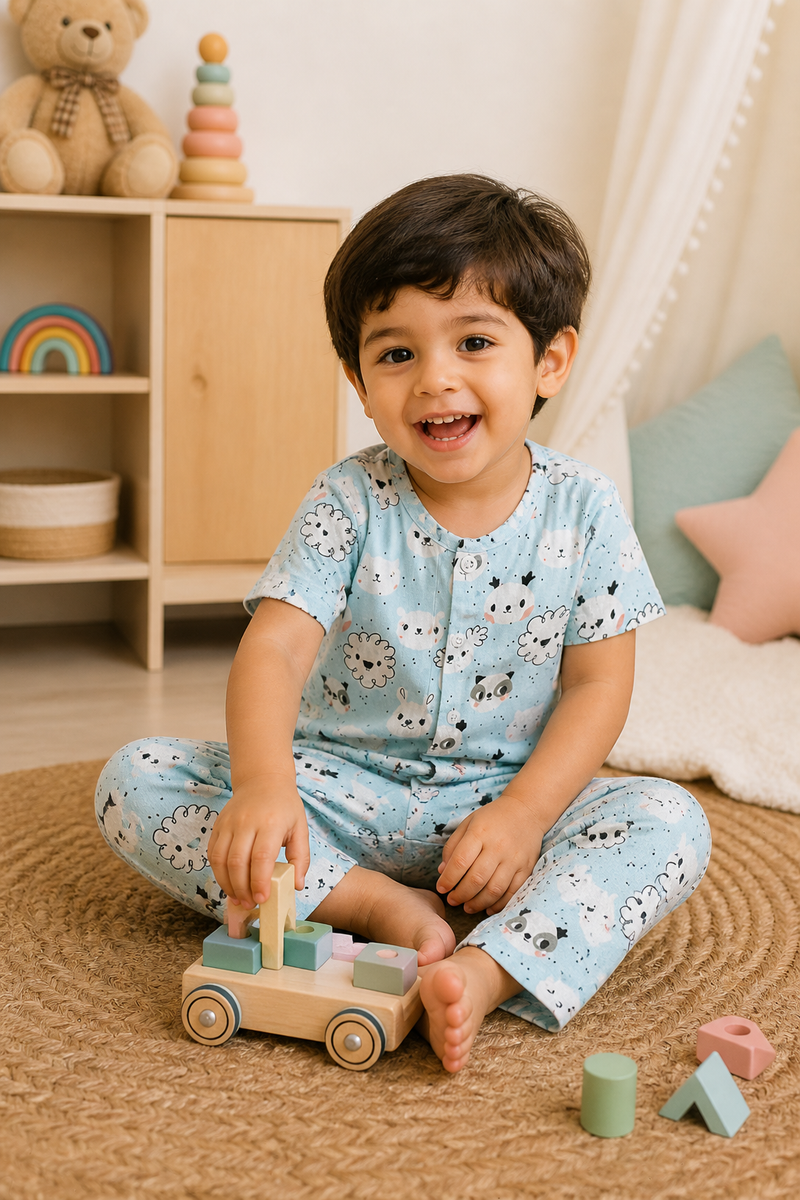 Koala - 100% Cotton Poplin | Unisex | Half Sleeve Cotton Sets for New Born to 6 Years