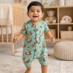 Teal Koala | Short Sleeves | Unisex Romper Bodysuit | 100% Cotton Muslin for 0 to 2 Yrs