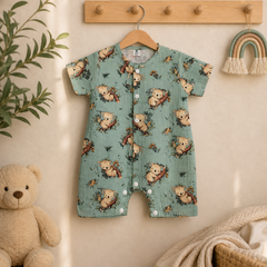 Teal Koala | Short Sleeves | Unisex Romper Bodysuit | 100% Cotton Muslin for 0 to 2 Yrs