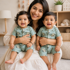 Teal Koala | Short Sleeves | Unisex Romper Bodysuit | 100% Cotton Muslin for 0 to 2 Yrs