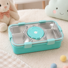 3 Compartment Stainless Steel Lunch Box for Kids, Spoon Chopsticks, Leakproof Tiffin Box, Insulated Bento Lunch Box for School, Boys, Girls & Travel