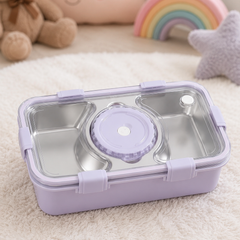 3 Compartment Stainless Steel Lunch Box for Kids, Spoon Chopsticks, Leakproof Tiffin Box, Insulated Bento Lunch Box for School, Boys, Girls & Travel