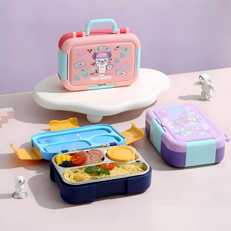 Sea You Compartment 750 ML Stainless Steel Lunch Box for School Leak Proof Bento Tiffin Box with Handle, SUS304 Steel Lunch Box