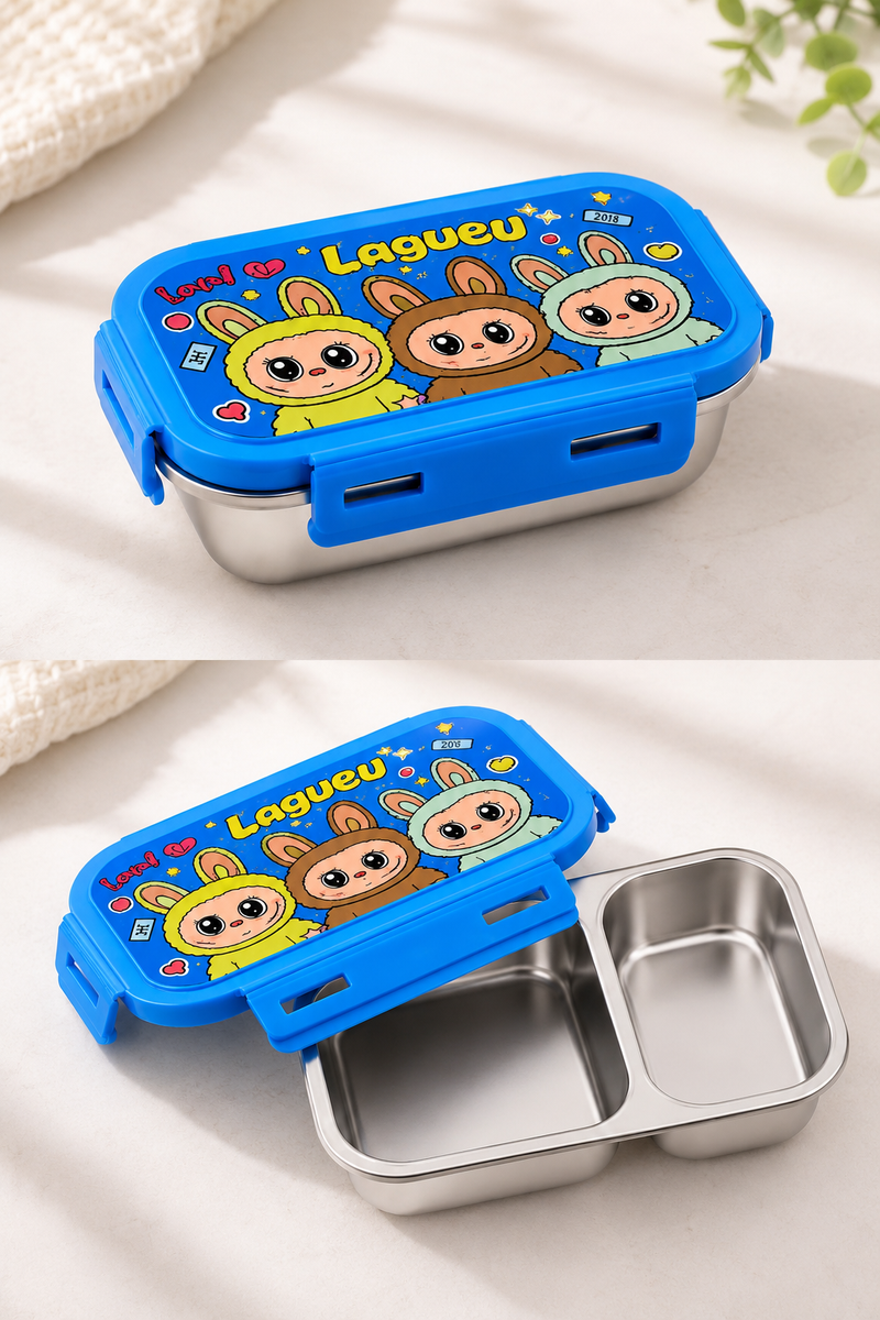 2 Stainless Steel Lunch Box | 2 Compartment | Leak Proof Easy Lock | BPA Free Food Grade Tiffin Box