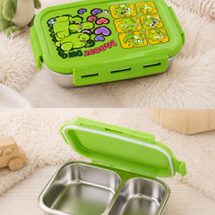 2 Stainless Steel Lunch Box | 2 Compartment | Leak Proof Easy Lock | BPA Free Food Grade Tiffin Box