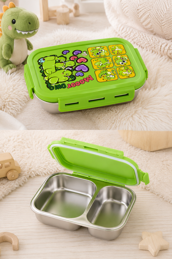 2 Stainless Steel Lunch Box | 2 Compartment | Leak Proof Easy Lock | BPA Free Food Grade Tiffin Box