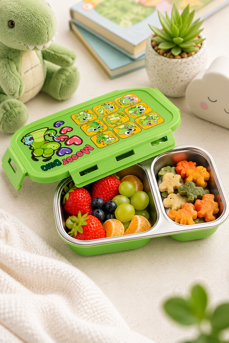 2 Compartment Stainless Steel Lunch Box | Leak Proof Easy Lock | BPA Free Food Grade Tiffin Box