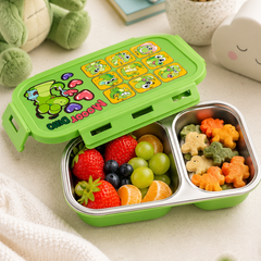 2 Compartment Stainless Steel Lunch Box | Leak Proof Easy Lock | BPA Free Food Grade Tiffin Box