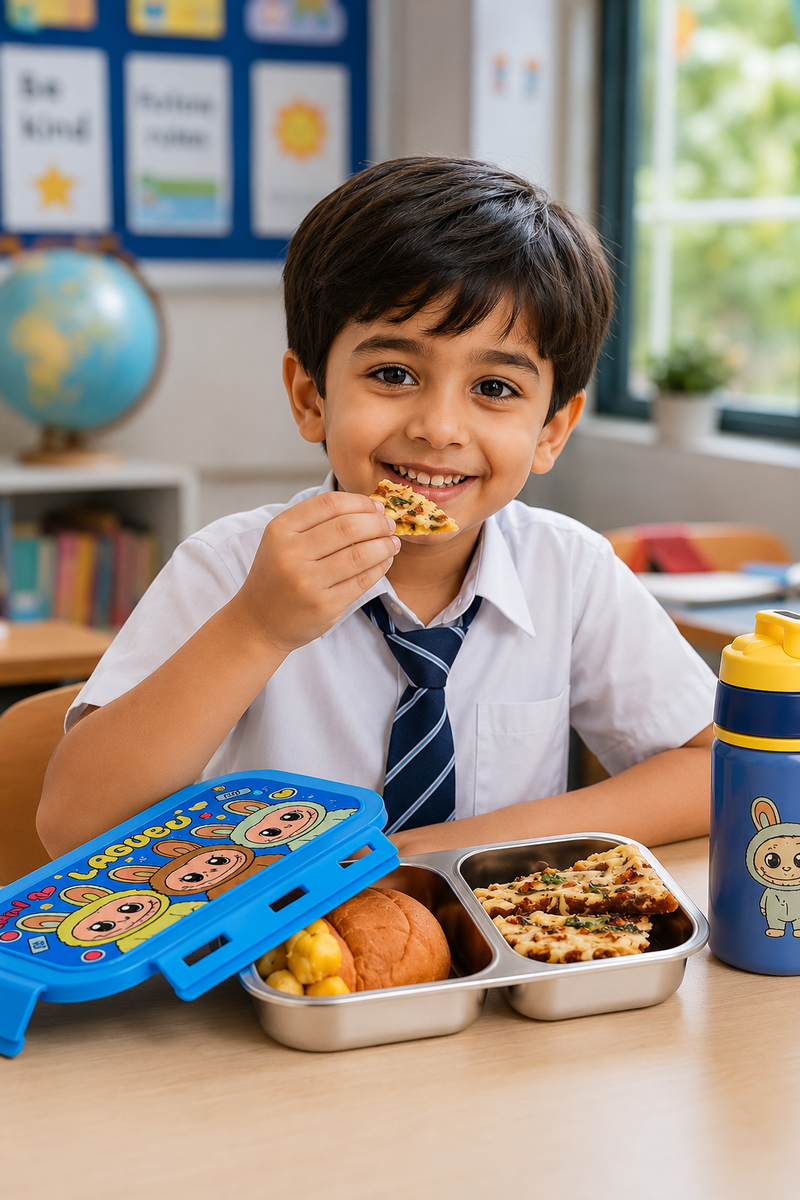 2 Compartment Stainless Steel Lunch Box | Leak Proof Easy Lock | BPA Free Food Grade Tiffin Box