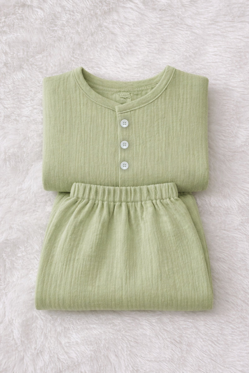 Lime Green| Premium Crinkled Double Layered Soft Unisex Muslin Set for New Born to 6 Years