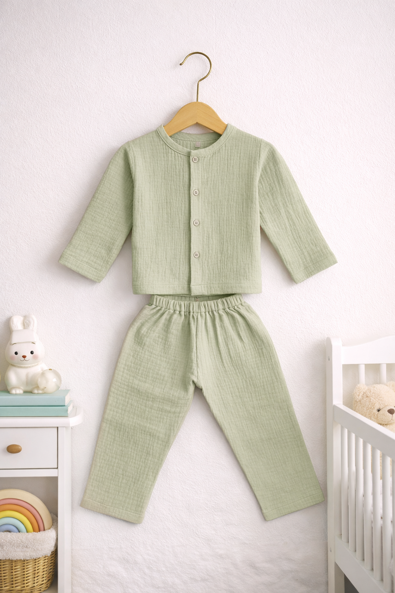 Lime Green| Premium Crinkled Double Layered Soft Unisex Muslin Set for New Born to 6 Years