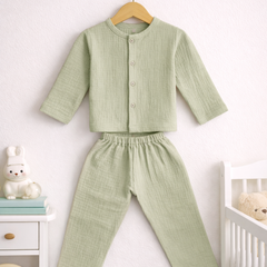 Lime Green| Premium Crinkled Double Layered Soft Unisex Muslin Set for New Born to 6 Years