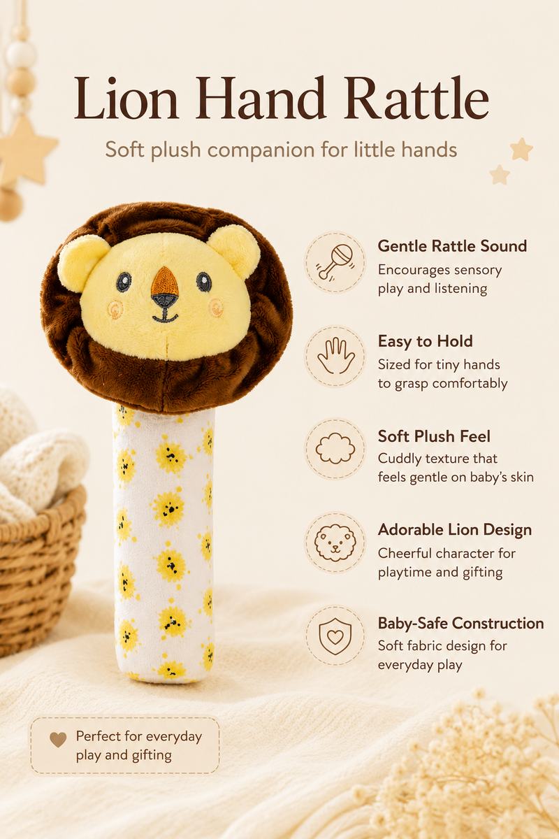 Lion - Soft Plush Rattle Toy for Kids | Premium High Quality