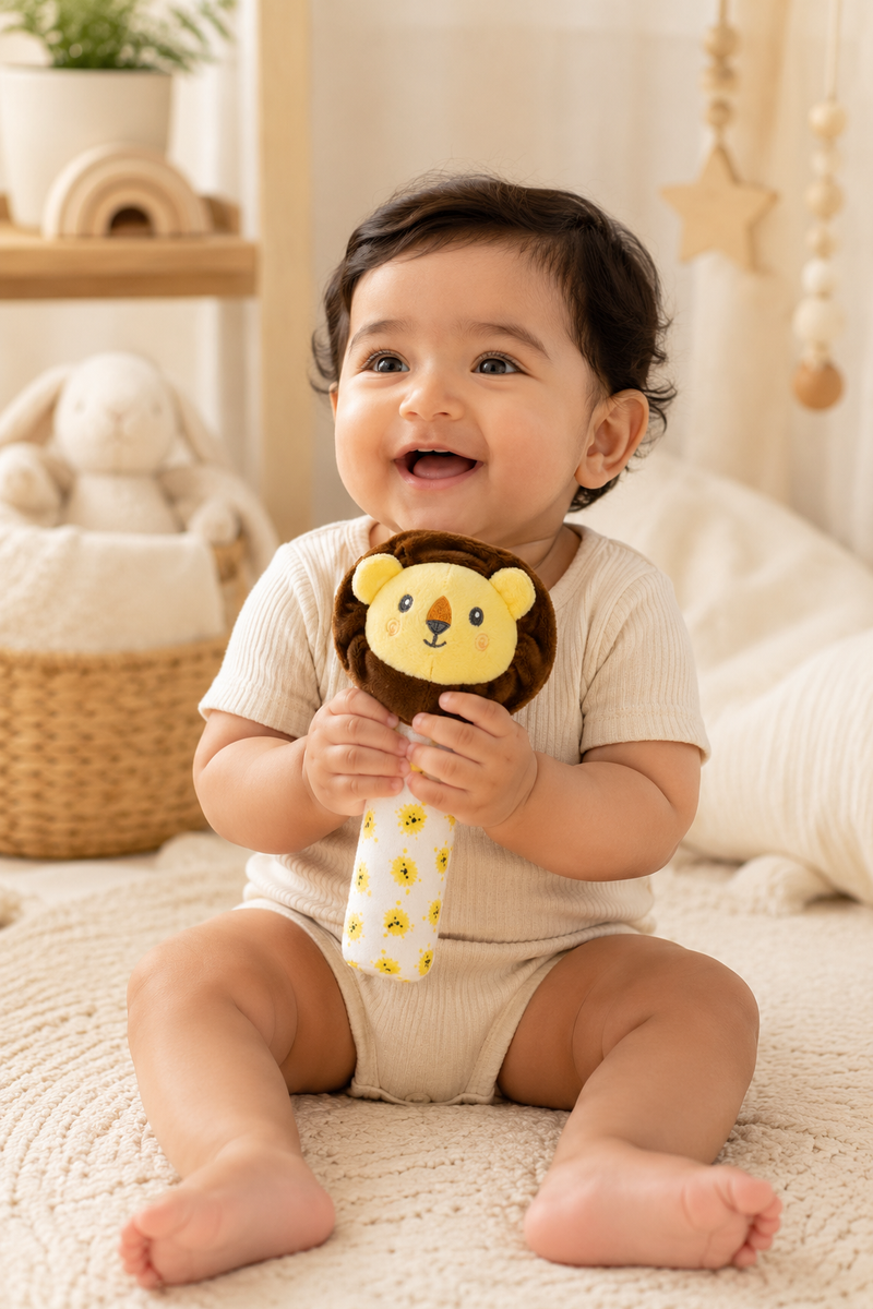 Lion - Soft Plush Rattle Toy for Kids | Premium High Quality
