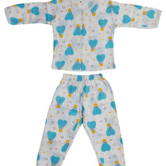Kradyl Kroft Single Layered Checkered Soft Full Sleeve Muslin Night Suit Set for New Born to 24 Months - Balloon