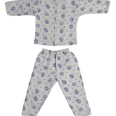 Kradyl Kroft Single Layered Checkered Soft Full Sleeve Muslin Night Suit Set for New Born to 24 Months - Puppy