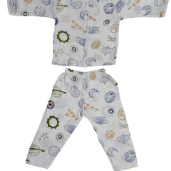 Kradyl Kroft Single Layered Checkered Soft Full Sleeve Muslin Night Suit Set for New Born to 24 Months - Venus