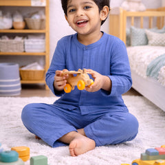 Solid Royal Blue| Premium Crinkled Double Layered Soft Unisex Muslin Set for New Born to 6 Years