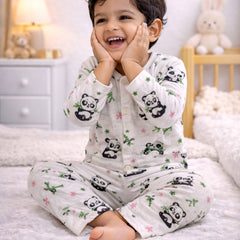 Panda Leaves | Checkered Muslin | Soft Unisex Muslin Set for New Born to 6 Years