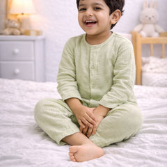 Lime Green| Premium Crinkled Double Layered Soft Unisex Muslin Set for New Born to 6 Years