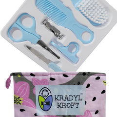 Kradyl Kroft Baby 6 Pcs Manicure Grooming Set with Brush, Comb, Nail Clipper, Nail File , Baby Scissor, Smoother (Pink)