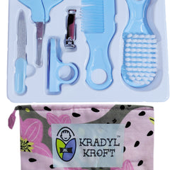 Kradyl Kroft Baby 6 Pcs Manicure Grooming Set with Brush, Comb, Nail Clipper, Nail File , Baby Scissor, Smoother (Pink)