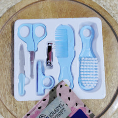 Kradyl Kroft Baby 6 Pcs Manicure Grooming Set with Brush, Comb, Nail Clipper, Nail File , Baby Scissor, Smoother (Pink)