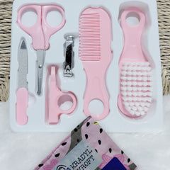 Kradyl Kroft Baby 6 Pcs Manicure Grooming Set with Brush, Comb, Nail Clipper, Nail File , Baby Scissor, Smoother (Pink)