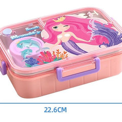 Merrmaid 3 Compartment 750 ML Stainless Steel Lunch Box for School Leak Proof Bento Tiffin Box with Handle, SUS304 Steel Lunch Box